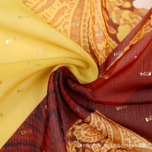 Woven 100% Polyester Crepe Chiffon Foil Printed Fabric